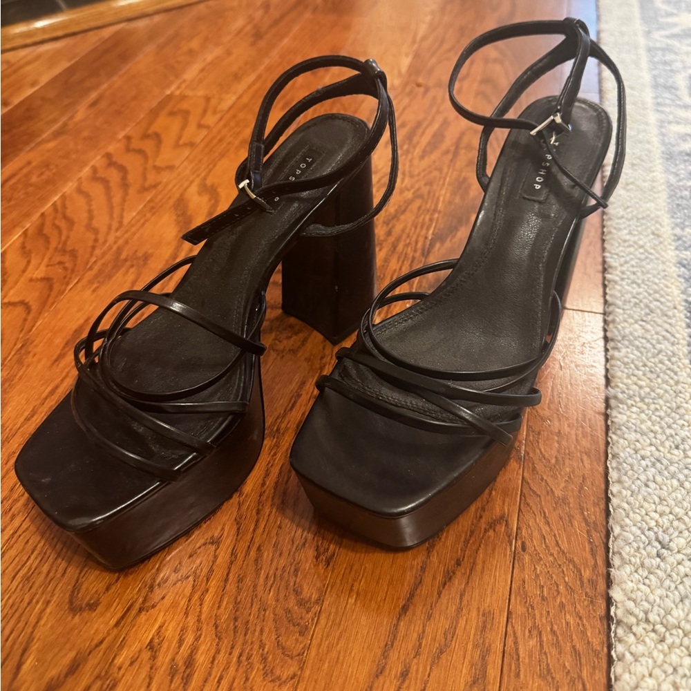 Topshop Black Strappy Platform